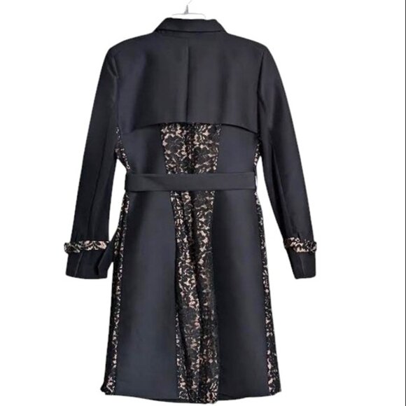 NWT BCBGMaxAzria Iconic "Emmett" Lace Trench Coat Size L - Picture 3 of 7